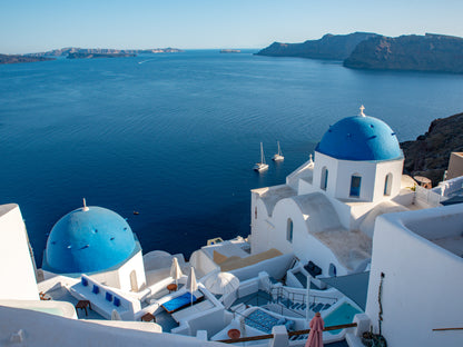 Santorini's Iconic Blue Domes